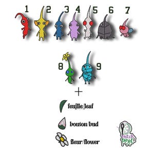 PIKMIN patch écusson broderie pour customiser différents supports textiles ou le harnais ou accessoires de votre animal