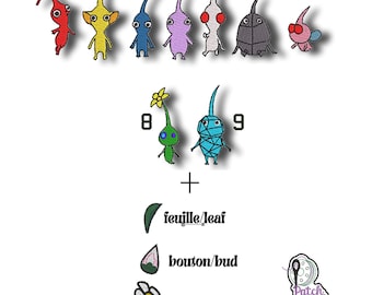 PIKMIN embroidery patch to customize different textile supports or your pet&#39;s harness or accessories