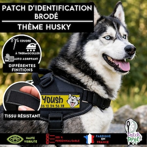 HUSKY MALAMUTE patch, embroidered emblem for customizing clothing or harnesses, Nordic dog, sled dog