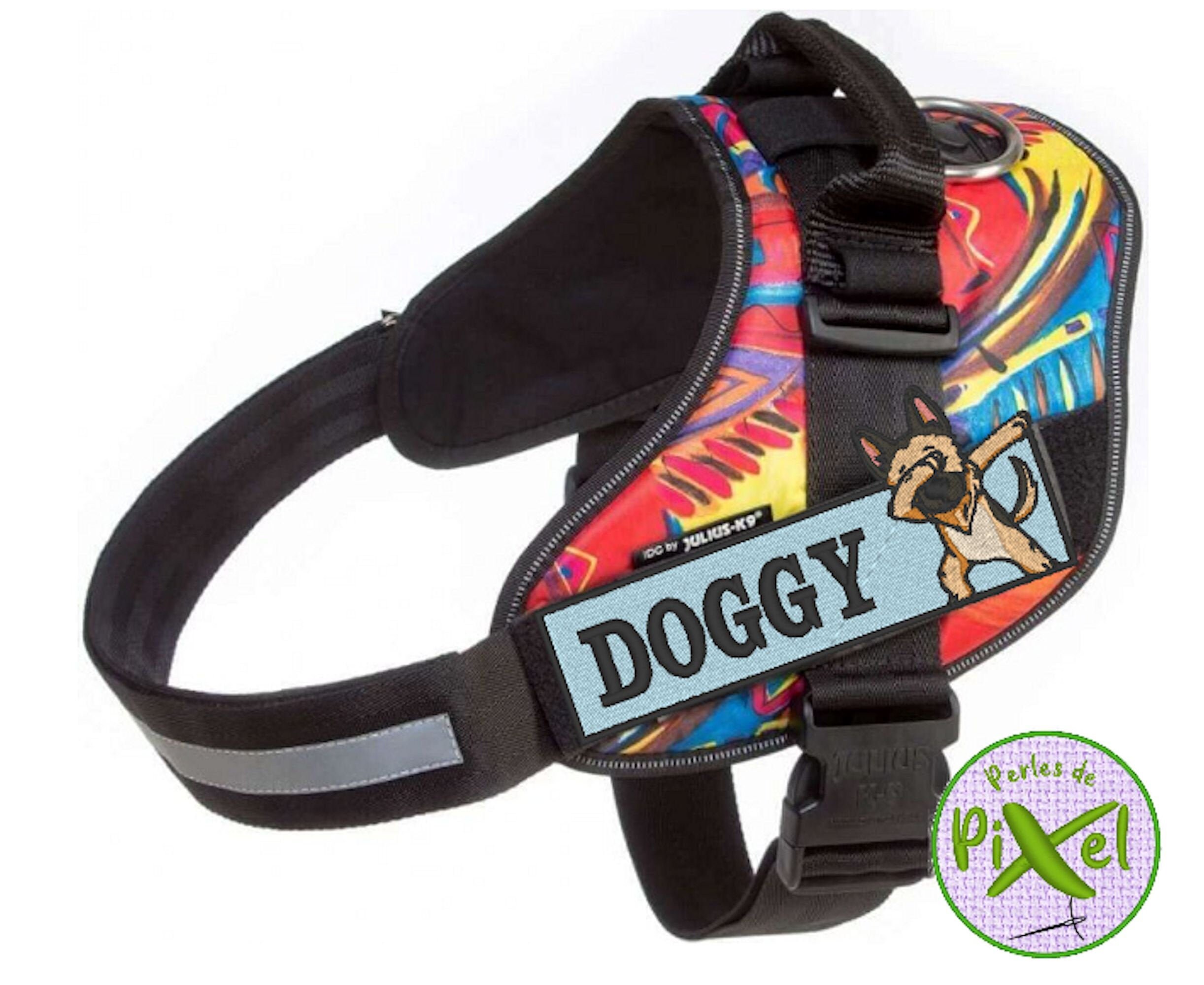 Bandeau Brodé Berger Allemand /Patch Pour Customisation Vêtement Harnais Chien Thème German Shepherd