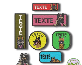 MALINOIS Patch écusson ou bandeau brodé  à personnaliser pour customiser différents supports textiles