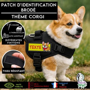 CORGI Pembroke-patch, geborduurd label voor het personaliseren van diverse textielproducten.