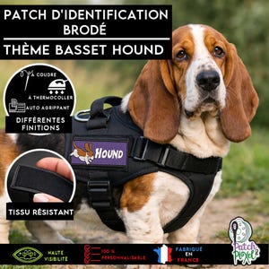 Toppa, distintivo ricamato o fascia per capelli BASSET HOUND da personalizzare per vari articoli tessili