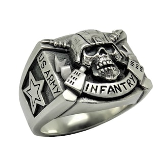 US Bundeswehr Sterlingsilber-Armee-Spezialeinheit-Soldatschädel-Ring