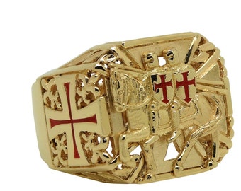 Knights Templar Cross Crusader Solid 10k or 14k Gold Men’s Ring
