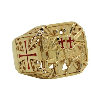 Knights Templar Cross Crusader Solid Gold 10k or 14k Men’s Ring