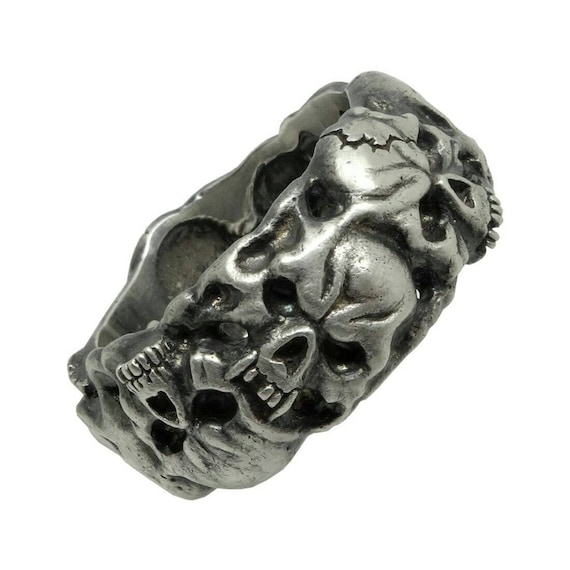 Freimaurer Skull /über Buch Memento Mori Herren Biker Ring Sterling-Silber 925/ Custom Made