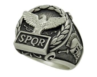 Anello da uomo in argento sterling 925 con aquila dell'Impero - Main Image