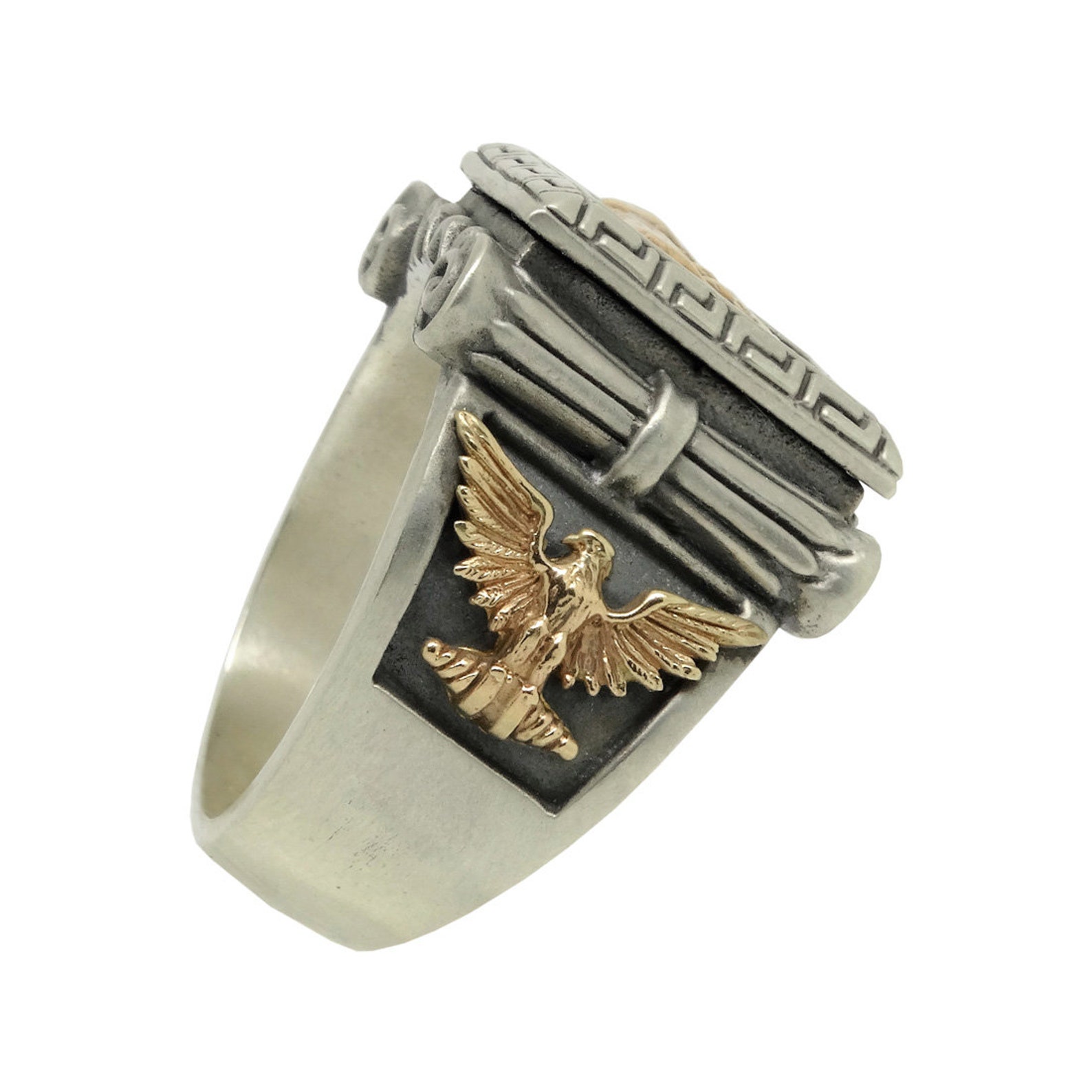 Solid Gold 10K and Sterling Silver Men Ring Roman Empire SPQR | Etsy