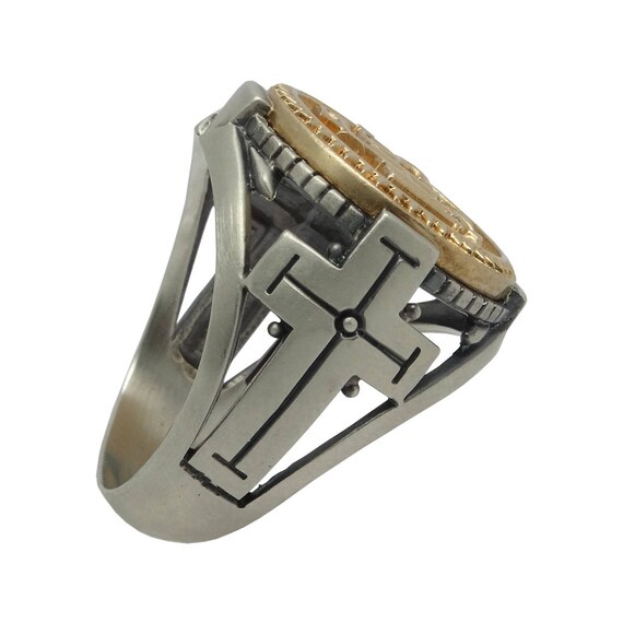 Jesuit IHS Ring: Sterling Silver & 10K Gold Knights Templar Ring