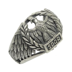 Roman Eagle Sterling Silver 925 Men's Ring SPQR Handmade