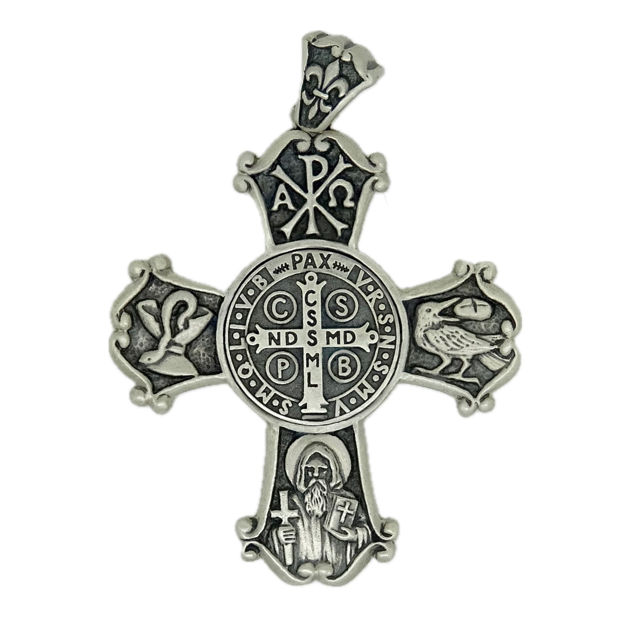 Handcrafted Sterling Silver Saint Benedict Cross Pendant Necklace - Etsy