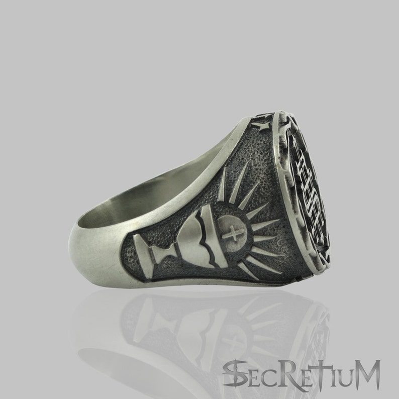 Jesuit Society of Jesus S.J Sterling Silver 925 IHS The Holy Name of Jesus Men Ring Custom made US Sizes