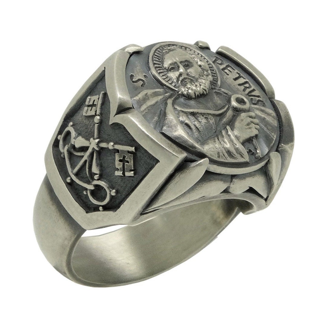 Vatican Cross Saint Peter Sterling Silver Men Ring - Etsy