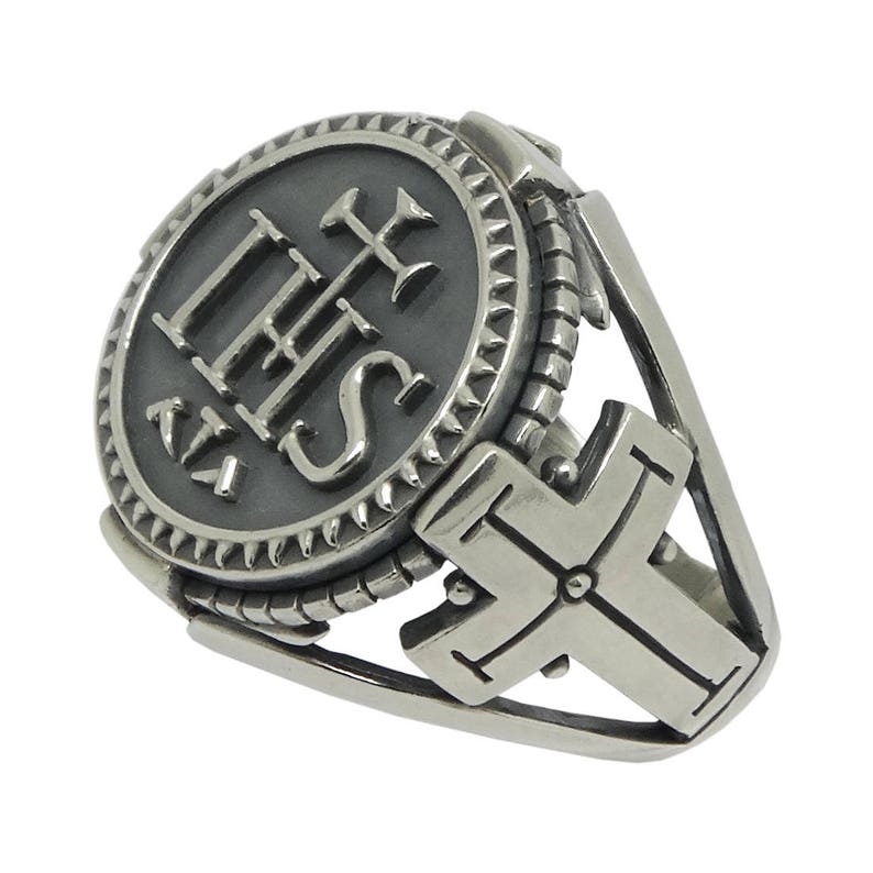 Holy Name of Jesus Men Coin Silver Ring Jesuit IHS - Etsy