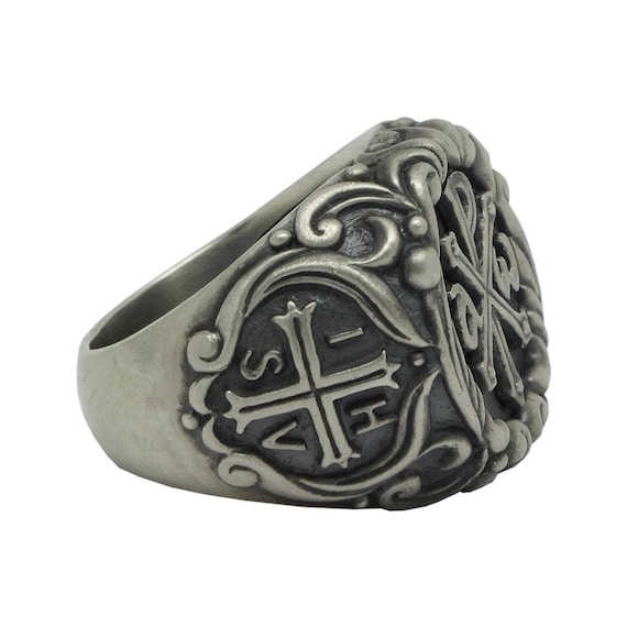 Benedict Medal Statement Ring Exquisite Sterling Silver St