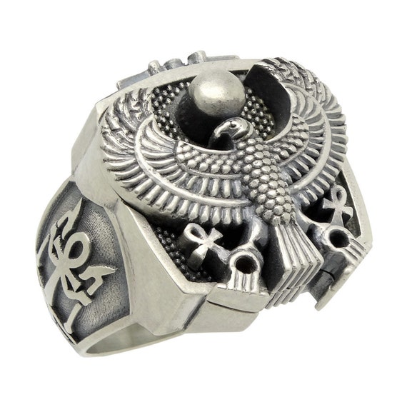 Anillo de hombre de halcon de plata de ley con ojo de aguila egipcia de Horus Etsy Mexico