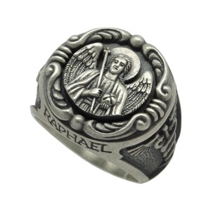 Saint Raphael Archangel Silver Men Ring Handcrafted Medical Corps - Etsy