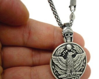 Eagle SPQR Skull Biker Sterling Silver 925 Men's Roman