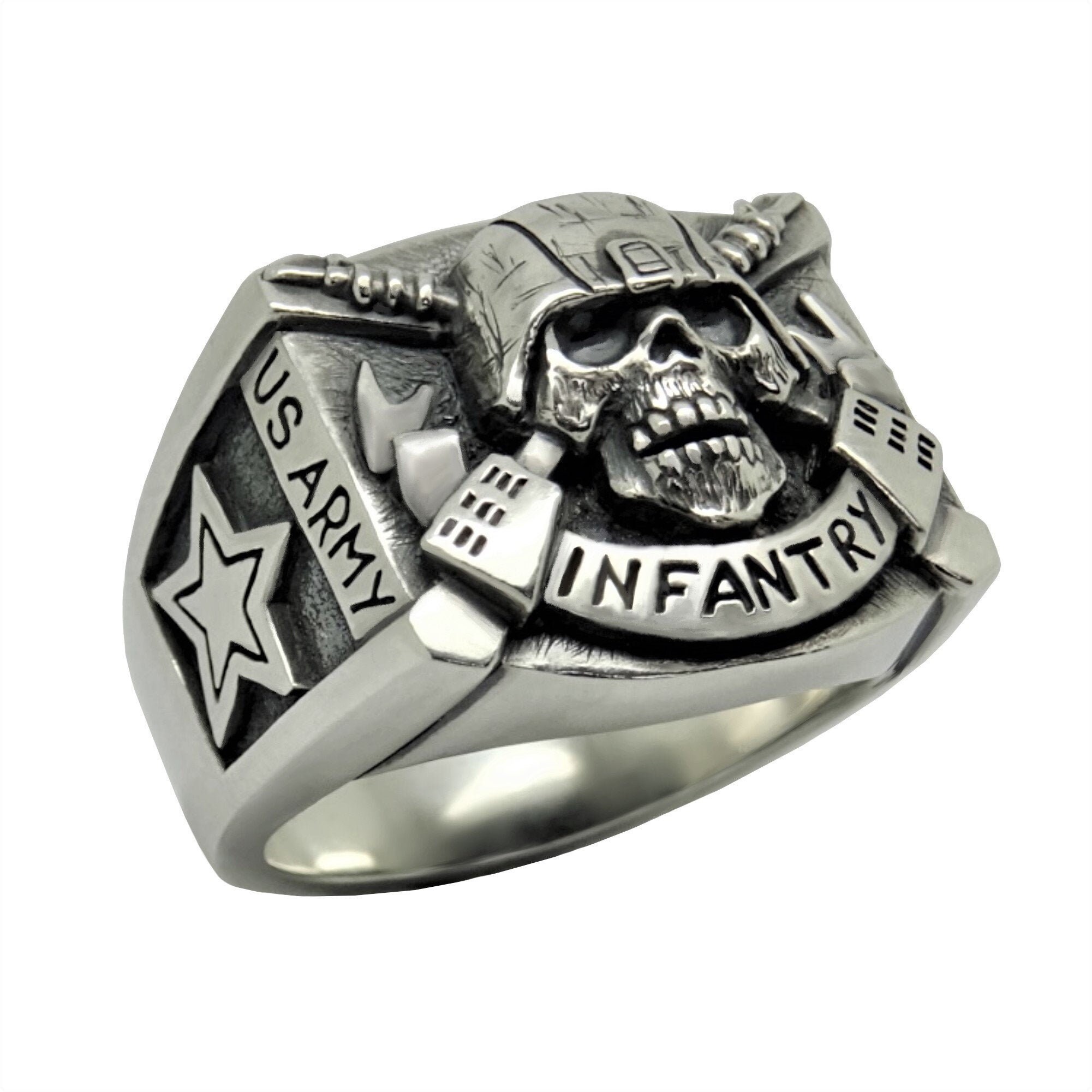 thumbnail image 2 of AJS Special Forces Skull Ring – Military Style – Made From 316L Surgical Steel 2 of 3