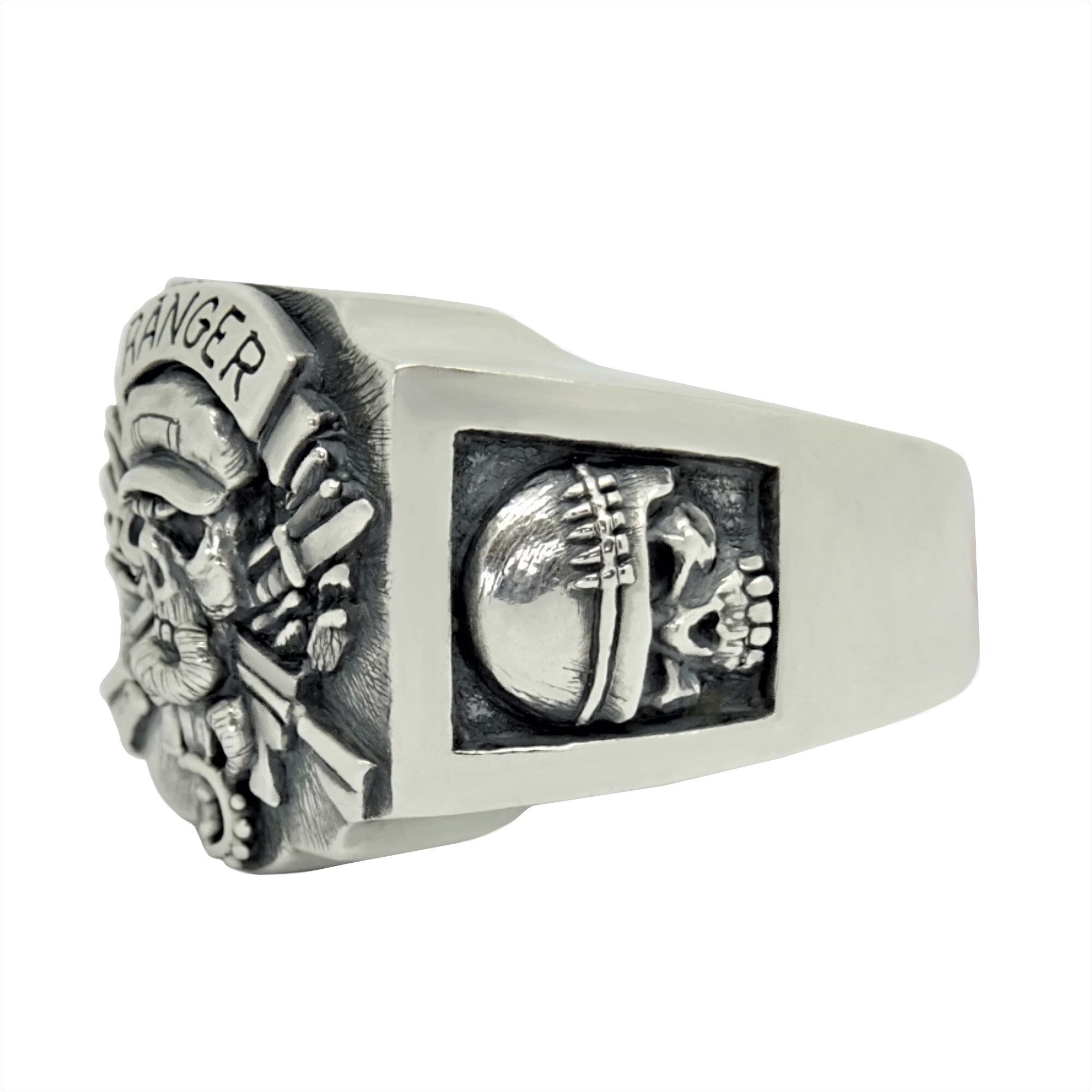 Ranger Rings Ranger Army Soldier Special Forces Sterling Silver 925 Men’s Skull ...