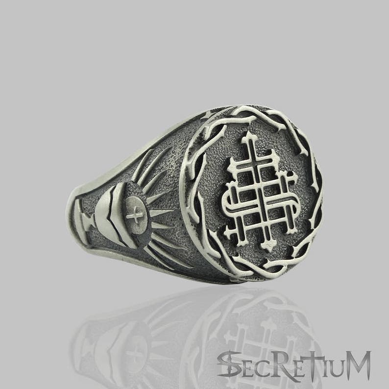 Jesuit Society of Jesus S.J Sterling Silver 925 IHS The Holy Name of Jesus Men Ring Custom made US Sizes