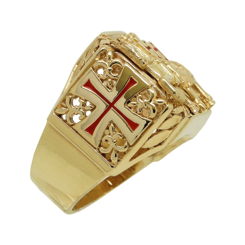 Knights Templar cross ring Crusader 14K Gold mens ring Etsy