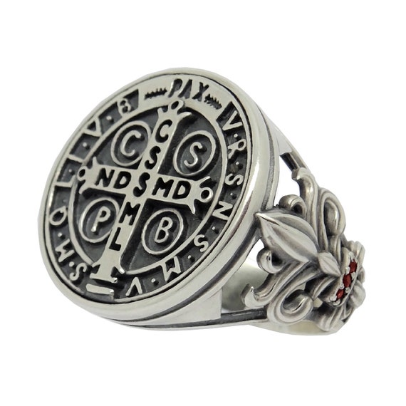 Saint St Benedict Medal Sterling Silver 925 Womens Ring - Etsy