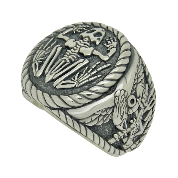 Combat Diver Navy Seals Scuba Sterling Silver Frogman Mens Ring Handcrafted Army Police