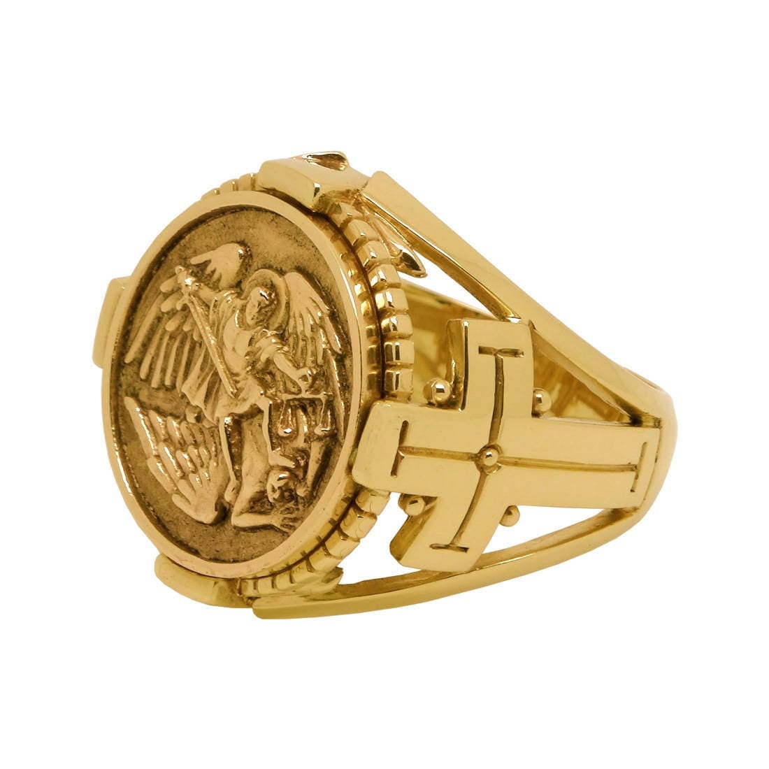 St Michael Gold Ring Etsy UK