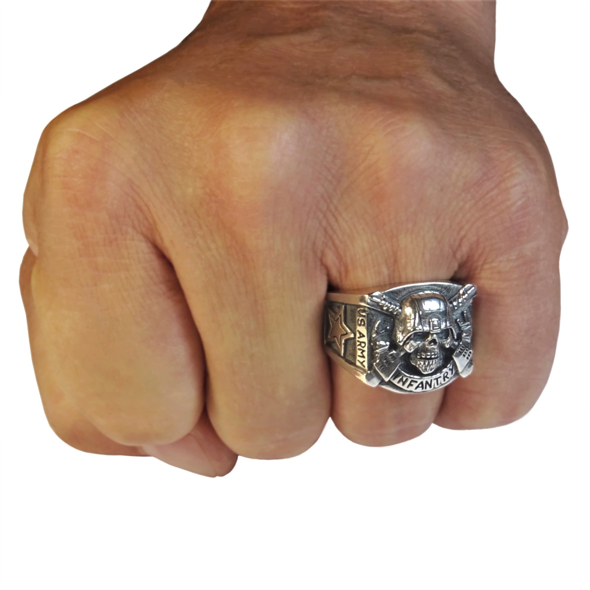 Infantry Sterling Silver 925 Army Special Forces Soldier Men’s Skull ...