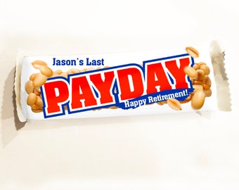 PAY DAY Personalized Fun-Size Candy Wrappers for Retirement Party