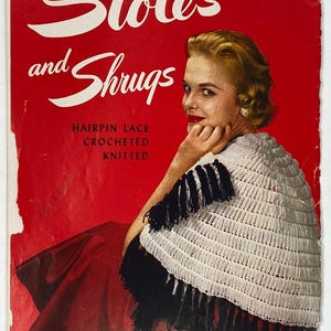 Libro de patrones de ganchillo y punto vintage de 1953: estolas y boleros, número 103.