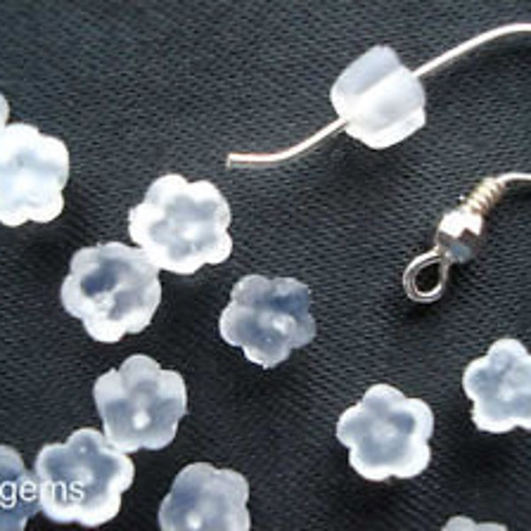 100 DAISY FLOWER STOPPERS Earring Soft Clear Rubber Backs 4mm x 4mm