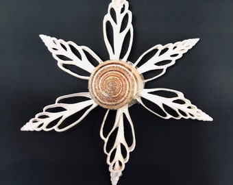 Handmade Seashell snowflake with Sundial