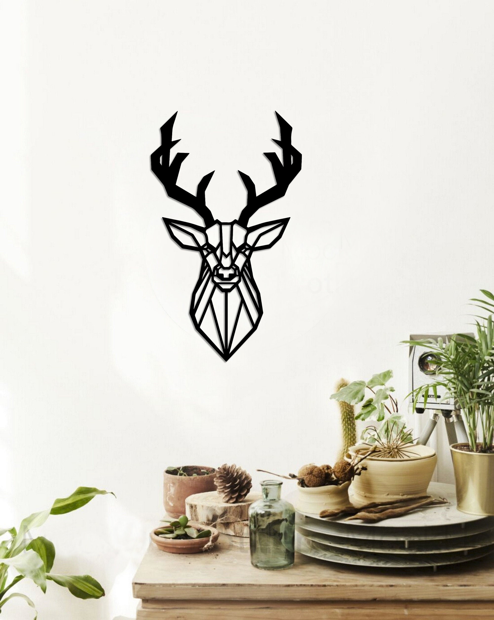 Geometric deer wall art / Wall decoration / Wooden home decor Etsy