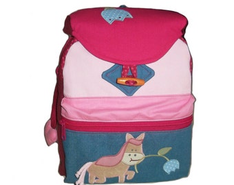 Kindergartenrucksack Kinderrucksack Kindertasche Blumenpferd für Mädchen