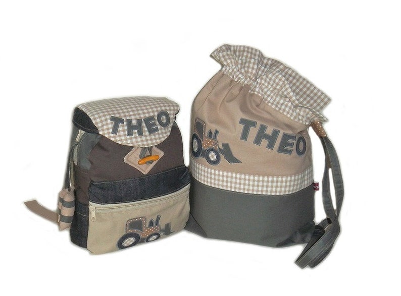 Children/'s backpackkindergarten backpack construction site with zipper