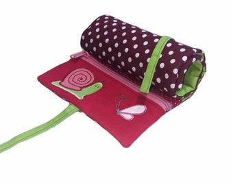 Pen Roll • Roll Folder • Pen Bag Snail for Girls