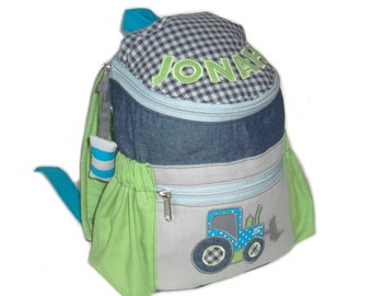 Children's backpack kindergarten backpack daycare bag construction site (jeans) with name