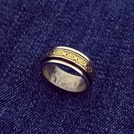 M.M. Rogers Sterling Silver and 14k Ring - Size - 6-1/4 - Signed  