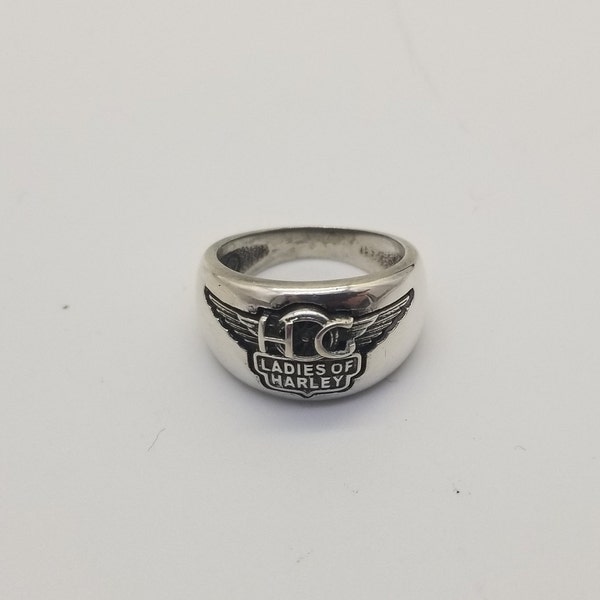 Authentic Retired Sterling Silver Ladies of  Harley Davidson MOD Ring - Size - 6-1/2 - Excellent Condition