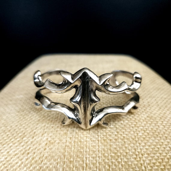 Solid Sterling Silver Sand Cast Cuff Bracelet - 4… - image 1