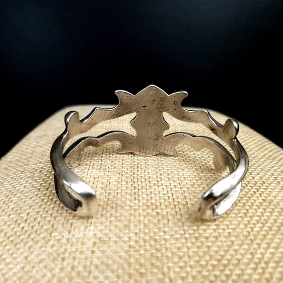 Solid Sterling Silver Sand Cast Cuff Bracelet - 4… - image 5