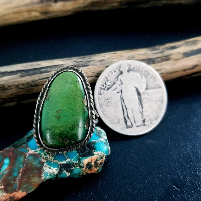 Size 5-1/2 - Vintage Navajo Sterling Silver with Kings Manassa Turquoise Ring - Very Good Vintage Condition - 7.8 grams bild 5