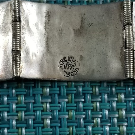 Vintage Sterling Silver Mexico Hinged Panel Bracelet With a