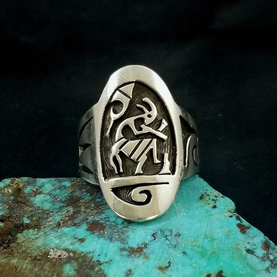 Size 10 - Hopi Darren Silas Sterling Silver Butterfly Overlay Ring 