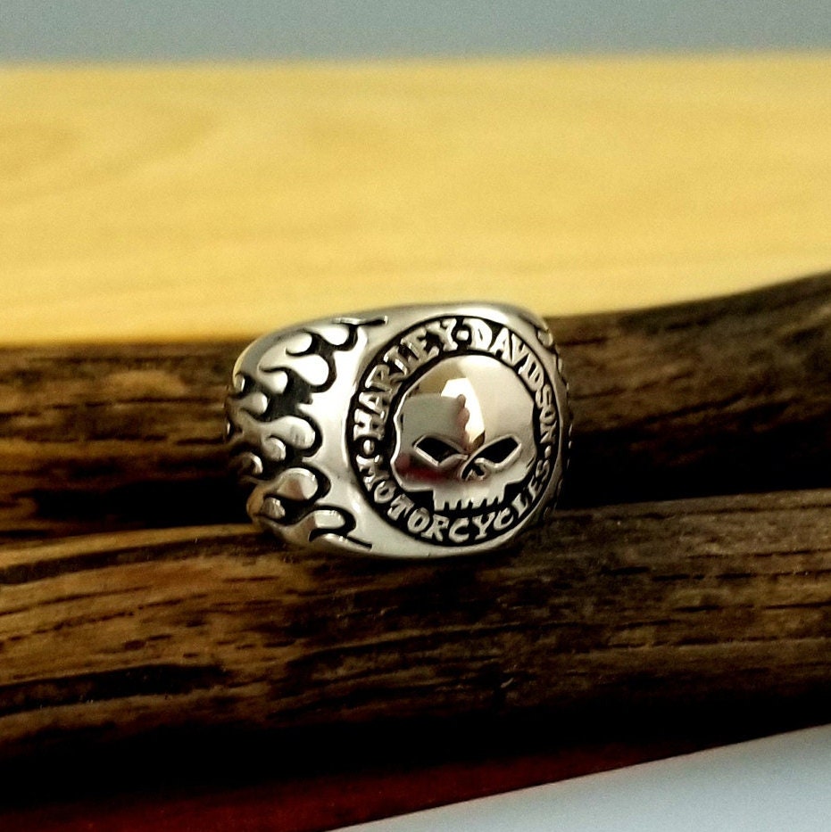 Size 6-3/4 Authentic Retired Sterling Silver Harley Davidson