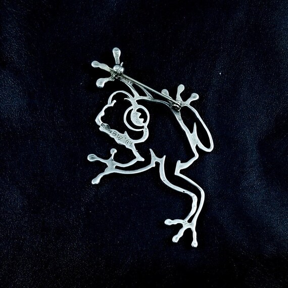 Large Navajo Sterling Silver Frog  Brooch Pin by … - image 3