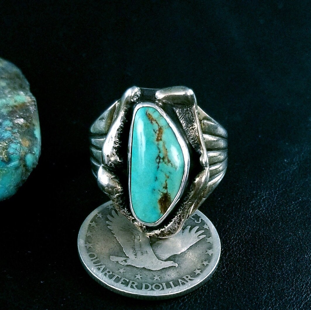 Amazing Vintage Native American Navajo 14k Gold Eagle Sterling Silver Ann Whitegoat Ring Amazing Vintage Native American Navajo 14k Gold Eagle Sterling Silver Ann Whitegoat Ring